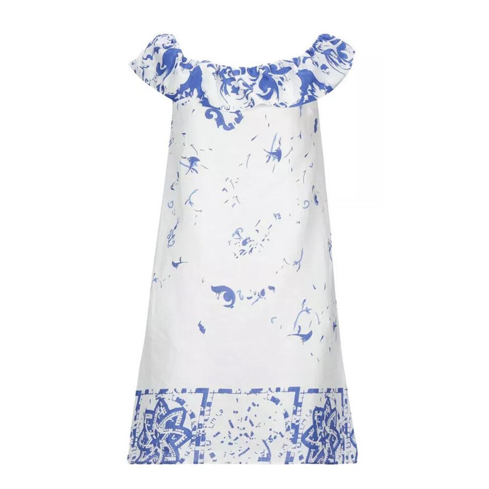 Manila Grace summer dress sz. 6 white 100% ramie NWOT